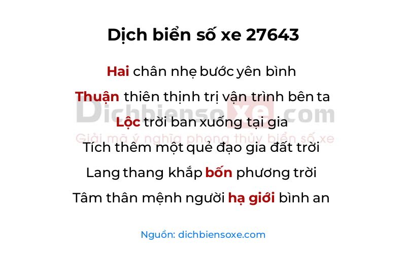 Dịch thơ biển số 27643