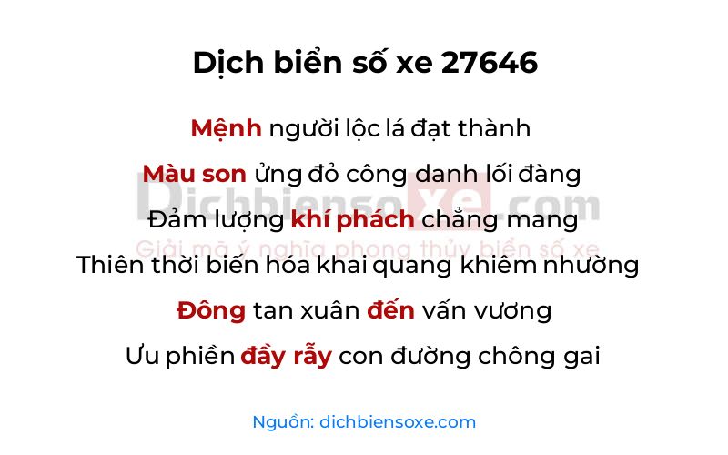 Dịch thơ biển số 27646