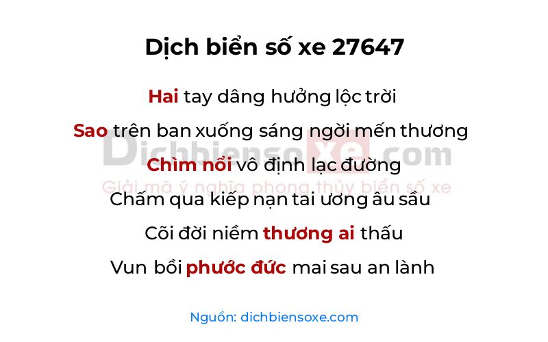 Dịch thơ biển số 27647