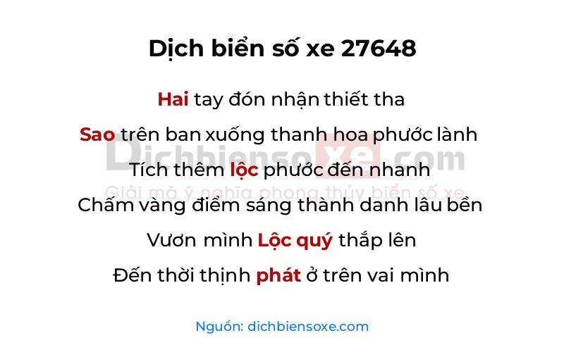 Dịch thơ biển số 27648