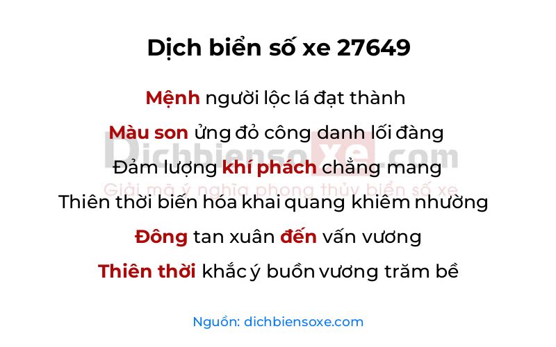 Dịch thơ biển số 27649