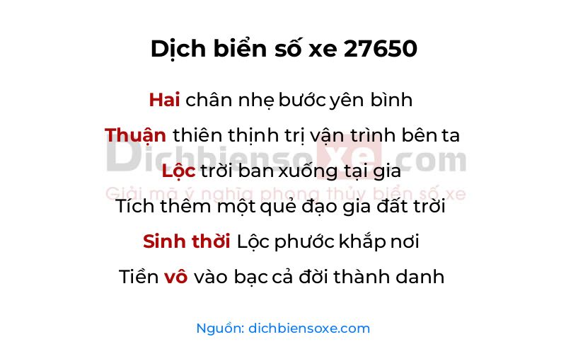 Dịch thơ biển số 27650