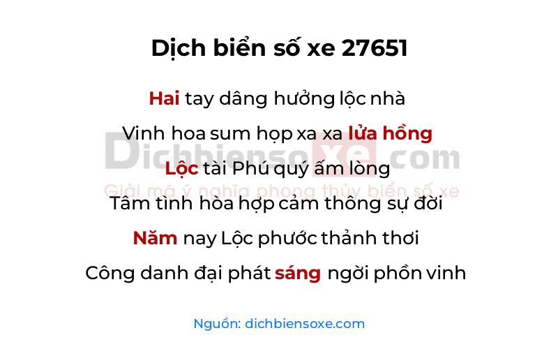 Dịch thơ biển số 27651