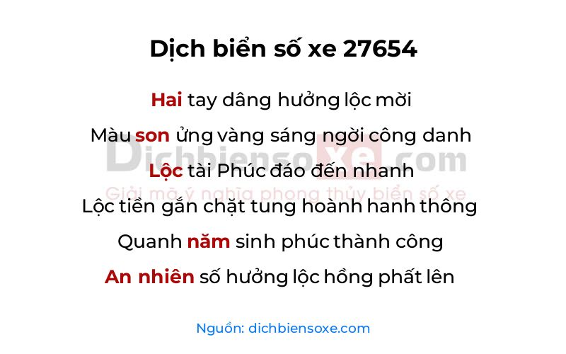 Dịch thơ biển số 27654