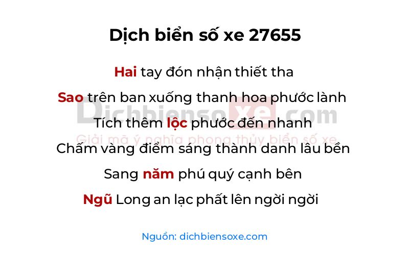 Dịch thơ biển số 27655