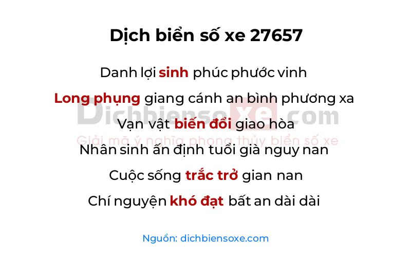 Dịch thơ biển số 27657
