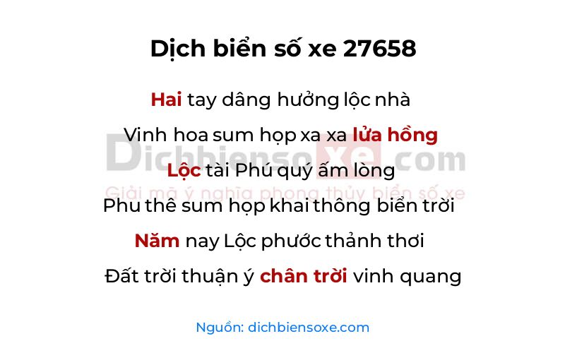 Dịch thơ biển số 27658