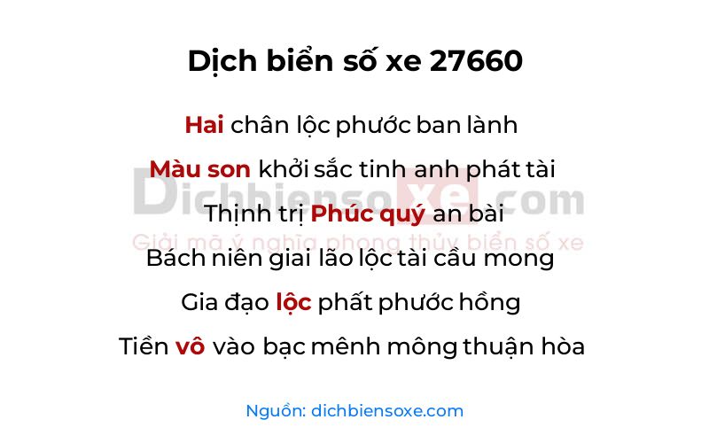 Dịch thơ biển số 27660