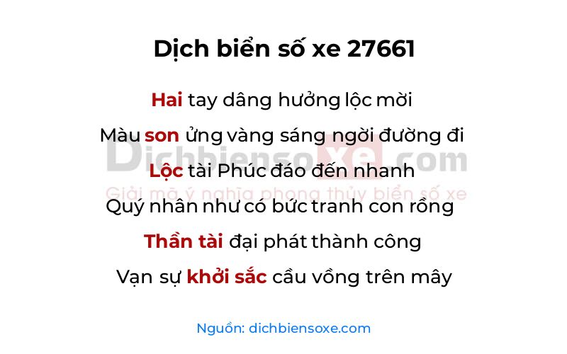 Dịch thơ biển số 27661