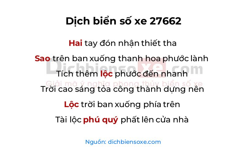 Dịch thơ biển số 27662