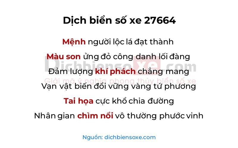 Dịch thơ biển số 27664