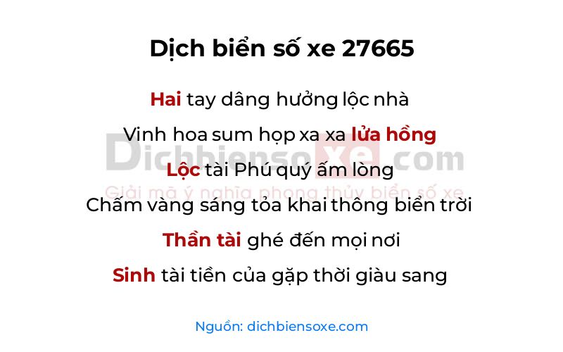 Dịch thơ biển số 27665