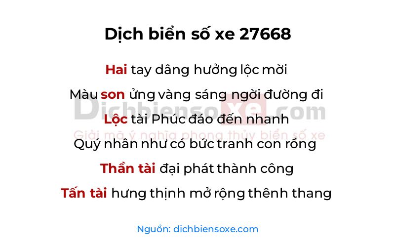 Dịch thơ biển số 27668