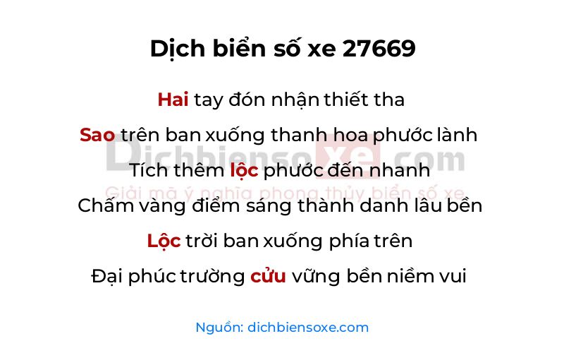 Dịch thơ biển số 27669