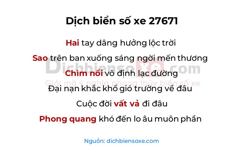 Dịch thơ biển số 27671