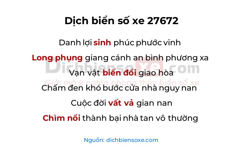 Dịch thơ biển số 27672