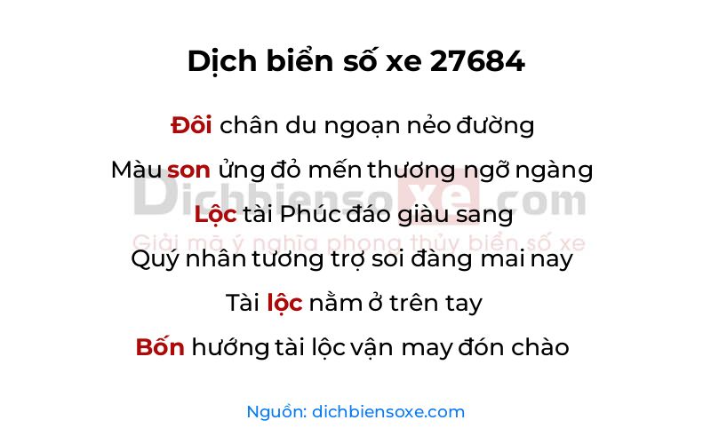 Dịch thơ biển số 27684