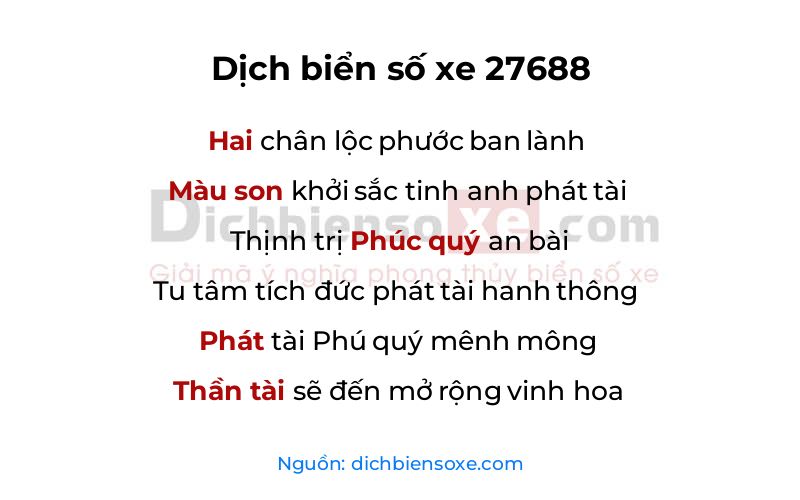 Dịch thơ biển số 27688
