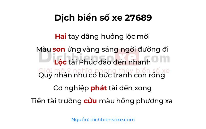 Dịch thơ biển số 27689