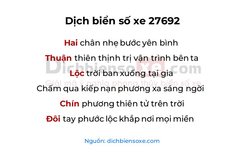 Dịch thơ biển số 27692