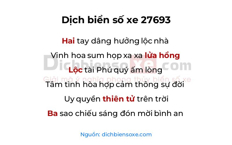 Dịch thơ biển số 27693
