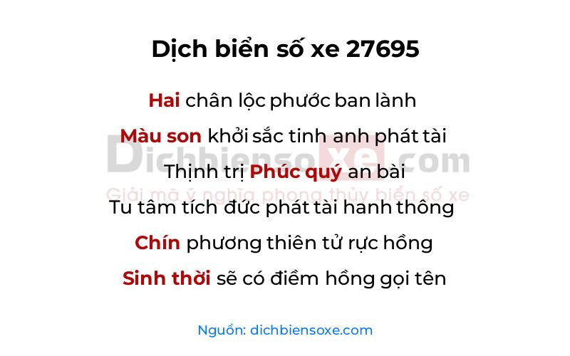 Dịch thơ biển số 27695