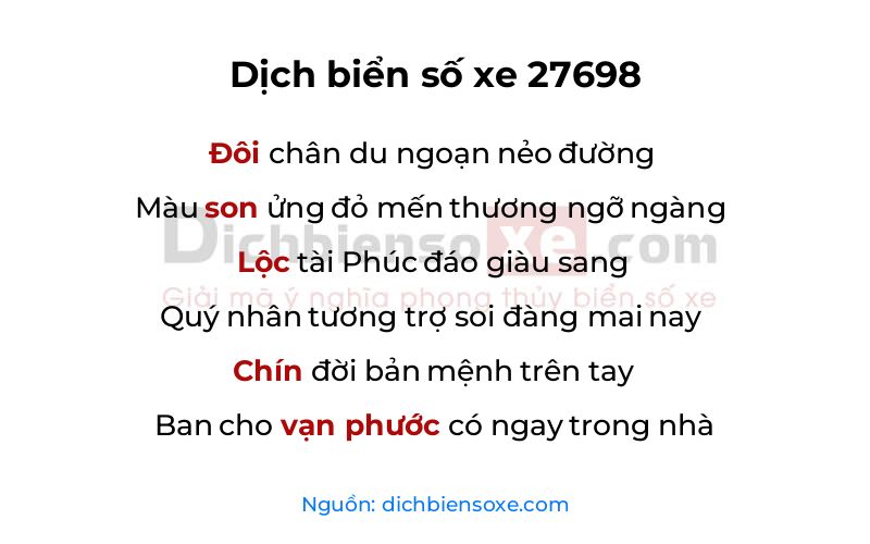 Dịch thơ biển số 27698