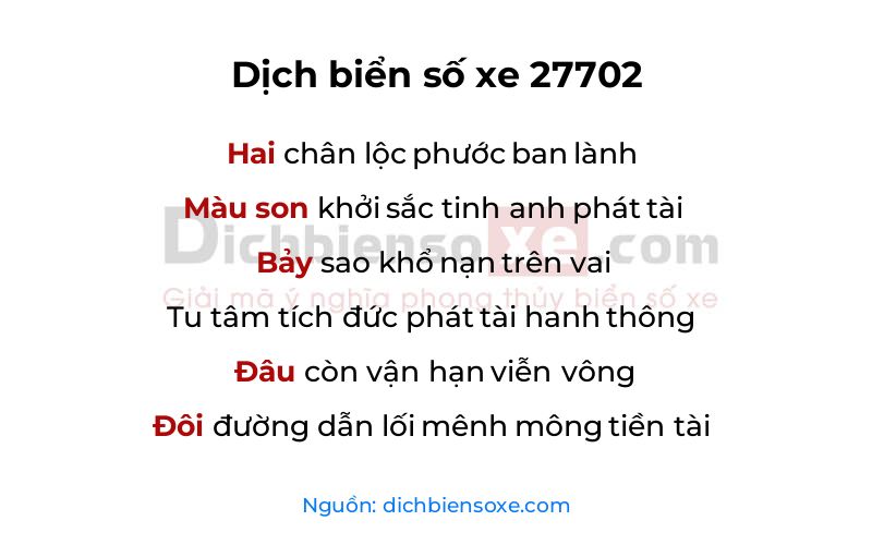 Dịch thơ biển số 27702
