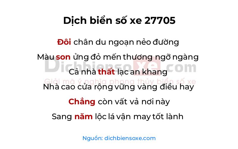 Dịch thơ biển số 27705