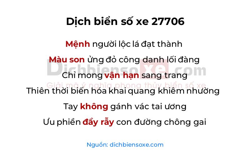 Dịch thơ biển số 27706