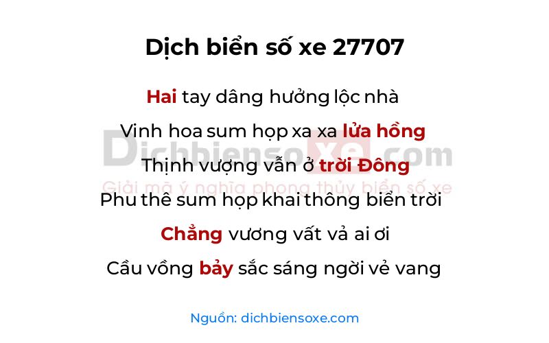 Dịch thơ biển số 27707