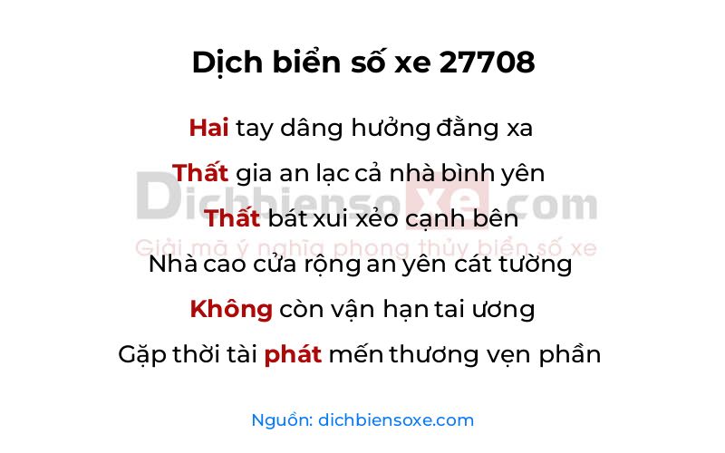 Dịch thơ biển số 27708