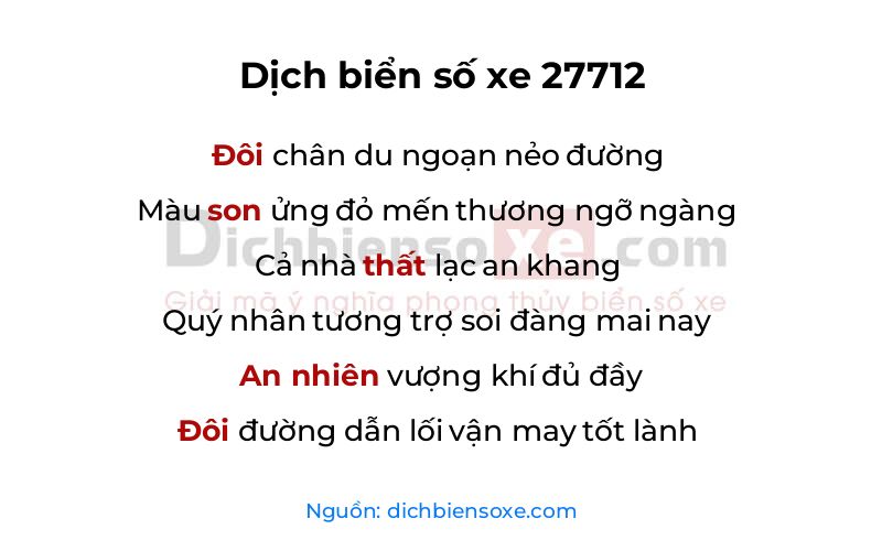 Dịch thơ biển số 27712
