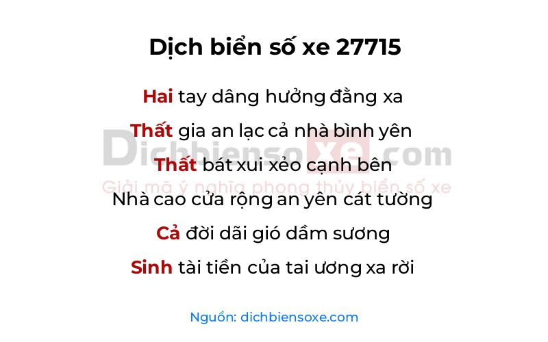 Dịch thơ biển số 27715