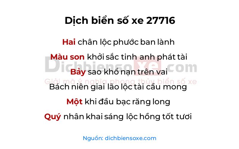 Dịch thơ biển số 27716