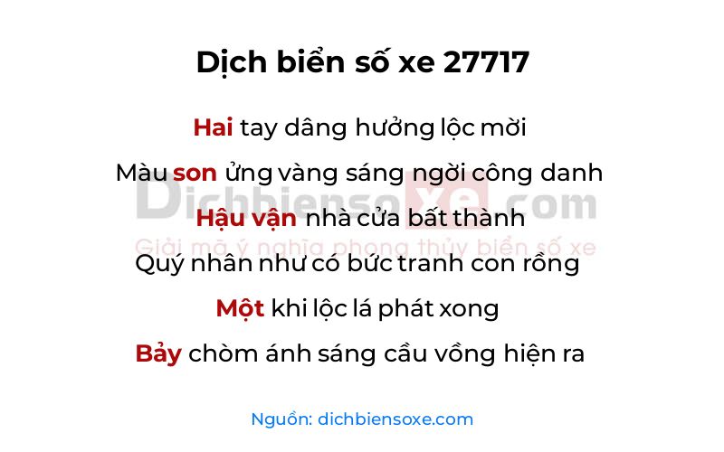 Dịch thơ biển số 27717