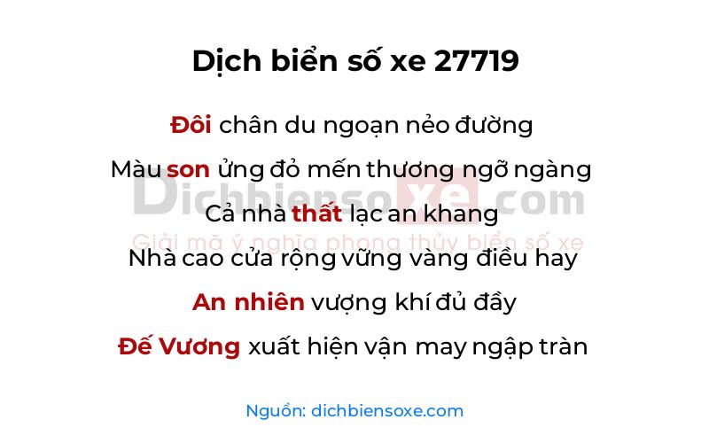 Dịch thơ biển số 27719