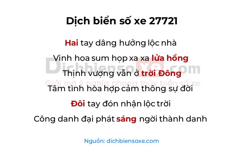 Dịch thơ biển số 27721