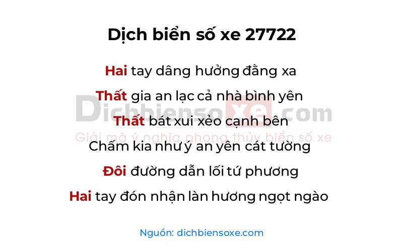 Dịch thơ biển số 27722