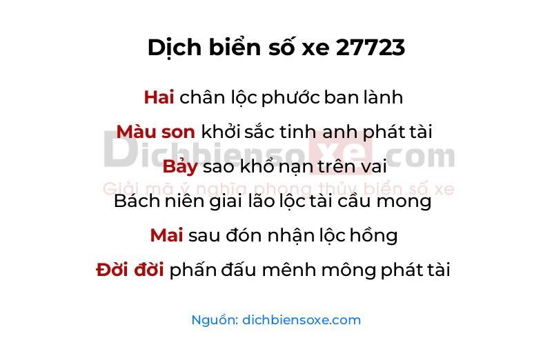 Dịch thơ biển số 27723