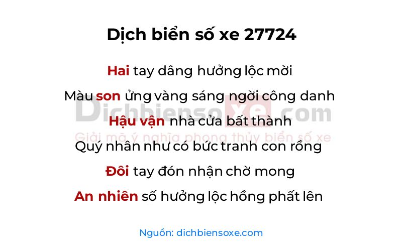 Dịch thơ biển số 27724