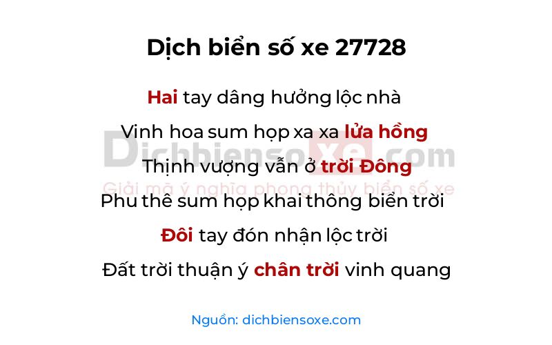 Dịch thơ biển số 27728