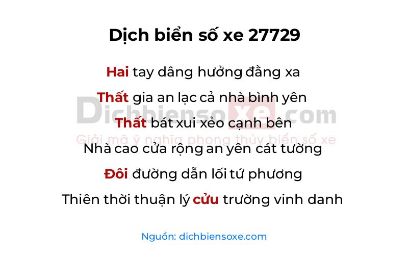 Dịch thơ biển số 27729