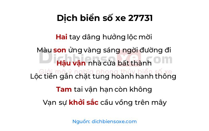 Dịch thơ biển số 27731