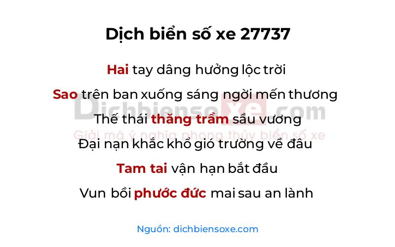 Dịch thơ biển số 27737