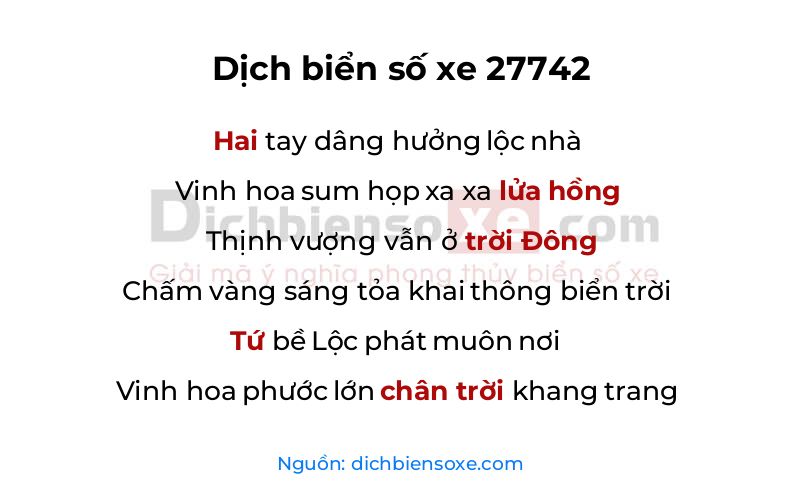 Dịch thơ biển số 27742
