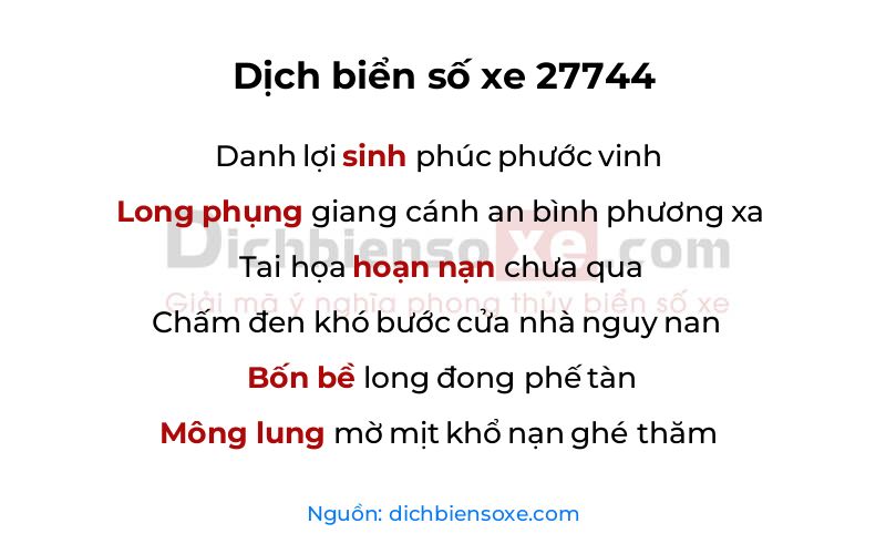 Dịch thơ biển số 27744