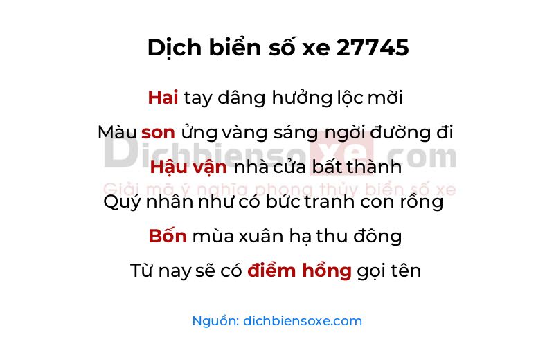 Dịch thơ biển số 27745