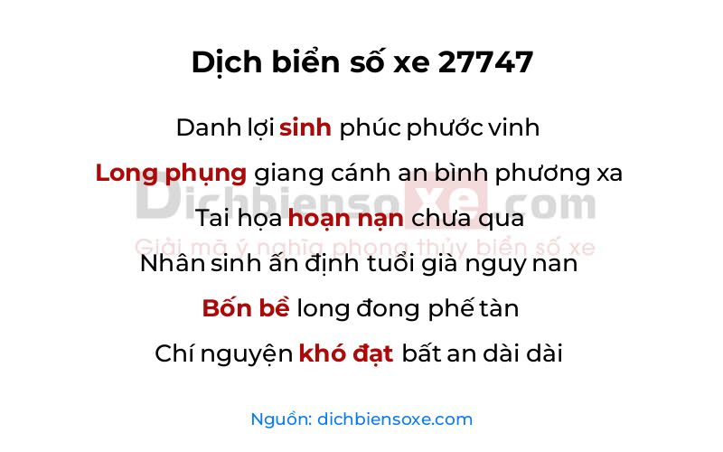 Dịch thơ biển số 27747