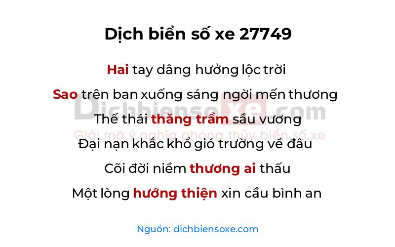 Dịch thơ biển số 27749